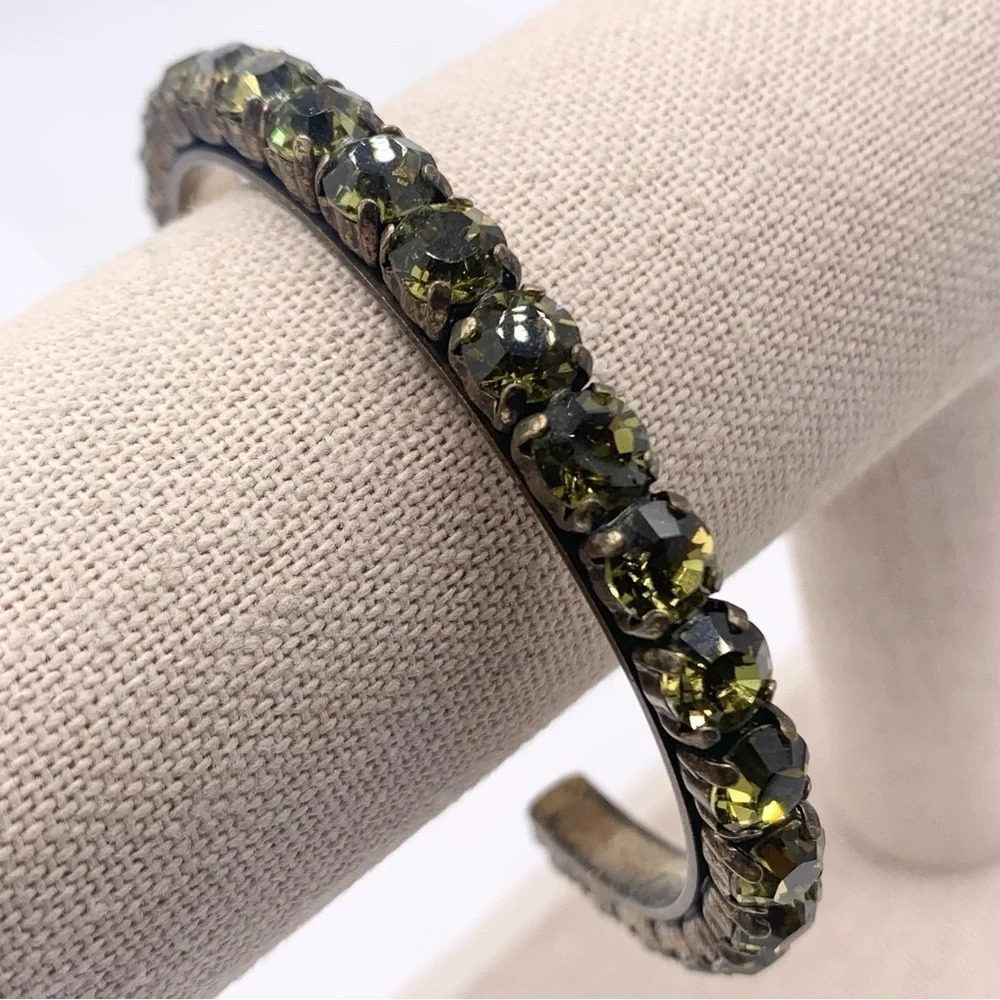 J. Crew Green Crystal Cuff Bracelet